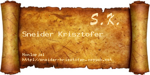 Sneider Krisztofer névjegykártya